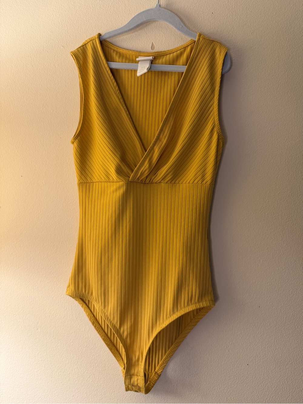 H&M Yellow Ribbed V-Neck One-Piece Bodysuit